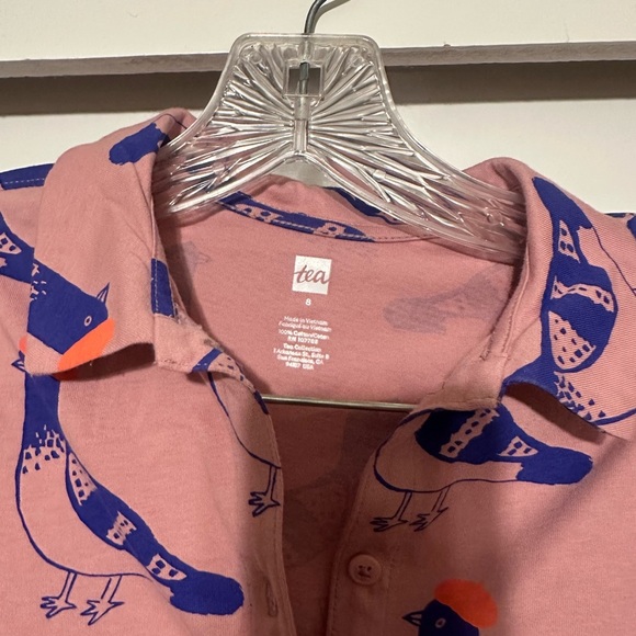 Pink Bird Patterned Kids Dress - Picture 3 of 6